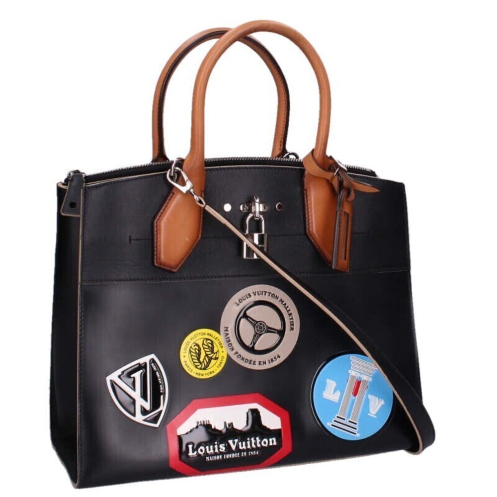 Louis Vuitton VUITTON City Steamer World Tour Collection Handbag Black Brown